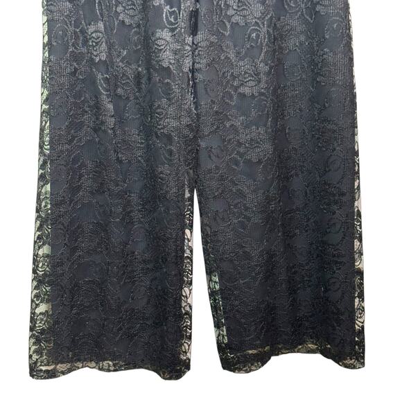 Vintage Farinae Collections Made in USA Size 10 Black Lace Wide Leg Pants - Picture 4 of 8